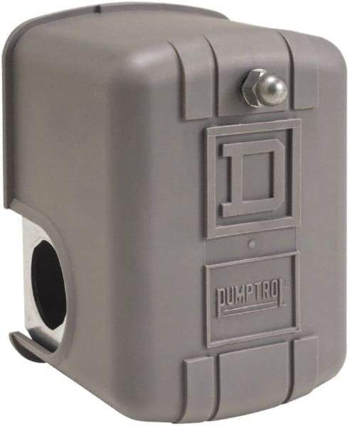 Square D - 1 NEMA Rated, DPST, 150 psi, Air Compressor, Electromechanical Pressure and Level Switch - Adjustable Pressure, 115 VAC, 1/4 Inch Connector, Screw Terminal, For Use with Power Circuits - Americas Industrial Supply