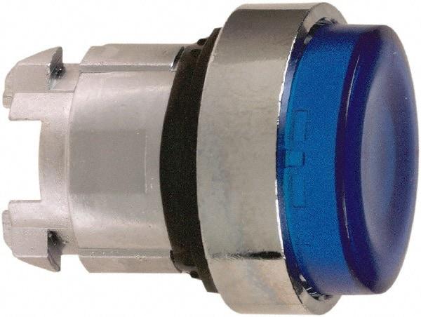 Schneider Electric - 22mm Mount Hole, Extended Straight, Pushbutton Switch Only - Round, Blue Pushbutton, Illuminated, Maintained (MA) - Americas Industrial Supply