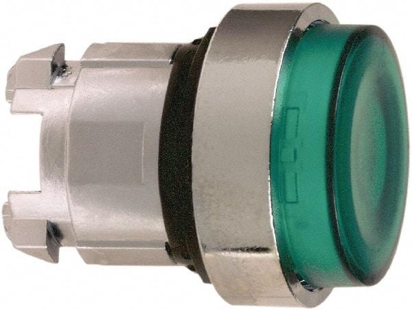 Schneider Electric - 22mm Mount Hole, Extended Straight, Pushbutton Switch Only - Round, Green Pushbutton, Illuminated, Maintained (MA) - Americas Industrial Supply