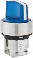 Schneider Electric - 22mm Mount Hole, 3 Position, Handle Operated, Selector Switch - Blue, Momentary (MO), Illuminated, Shock, Vibration and Water Resistant - Americas Industrial Supply