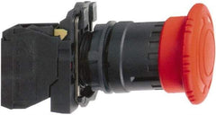 Schneider Electric - 22mm Mount Hole, Extended Mushroom Head, Pushbutton Switch with Contact Block - Round, Red Pushbutton, Maintained (MA), Momentary (MO) - Americas Industrial Supply