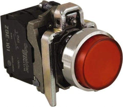 Schneider Electric - 0.87 Inch Mount Hole, Extended Straight, Pushbutton Switch - Round, Red Pushbutton, Illuminated, Momentary (MO), Anticorrosive, Dust Resistant and Vaportight - Americas Industrial Supply