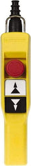 Schneider Electric - 3 Operator, Pushbutton Pendant Control Station - Up-Down-Emergency Stop (Legend), Momentary Switch, 2NO/1NC Contact - Americas Industrial Supply