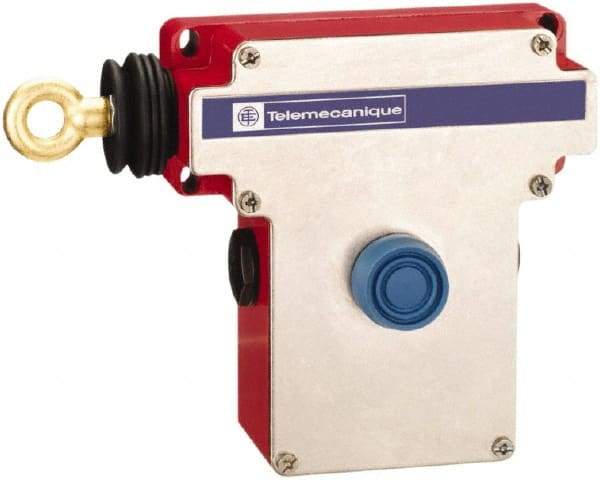 Telemecanique Sensors - 10 Amp, NO/NC Configuration, Left Hand Operation, Rope Operated Limit Switch - Pushbutton Reset, Rope Pull, No Pilot Light, 300 VAC - Americas Industrial Supply