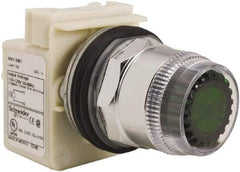 Schneider Electric - 30mm Mount Hole, Extended Straight, Pushbutton Switch Only - Round, Green Pushbutton, Momentary (MO), Weatherproof, Dust and Oil Resistant - Americas Industrial Supply