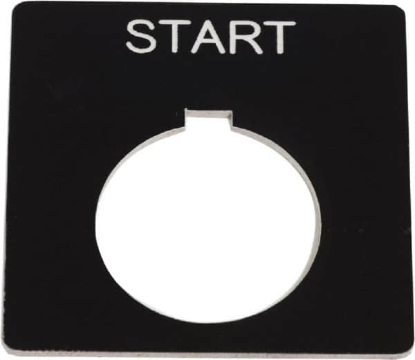 Schneider Electric - Square, Plastic Legend Plate - Start - Black Background, White Letters, 1.2 Inch Hole Diameter, 2-1/4 Inch Square - Americas Industrial Supply