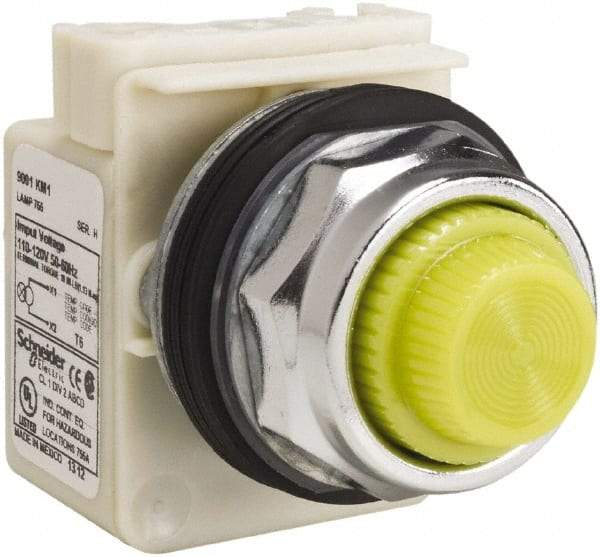 Schneider Electric - 120 VAC Yellow Lens Indicating Light - Screw Clamp Connector - Americas Industrial Supply