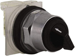 Schneider Electric - 30mm Mount Hole, 2 Position, Knob and Pushbutton Operated, Selector Switch - Black, Maintained (MA), NO/NC, Weatherproof and Dust and Oil Resistant - Americas Industrial Supply