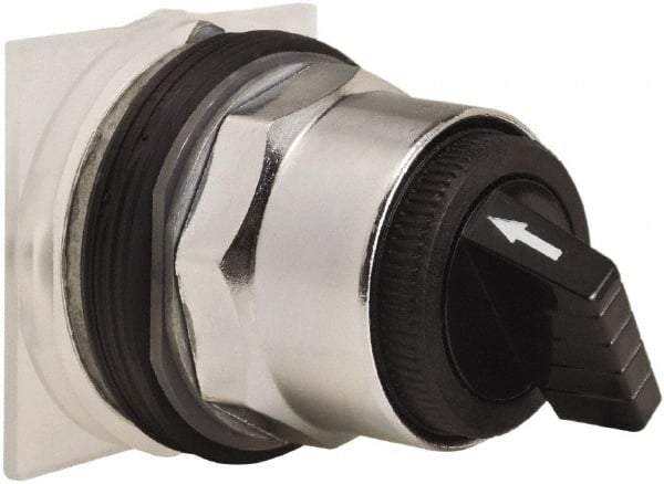 Schneider Electric - 30mm Mount Hole, 2 Position, Knob and Pushbutton Operated, Selector Switch Only - Black, Momentary (MO), without Contact Blocks, Weatherproof and Dust and Oil Resistant - Americas Industrial Supply