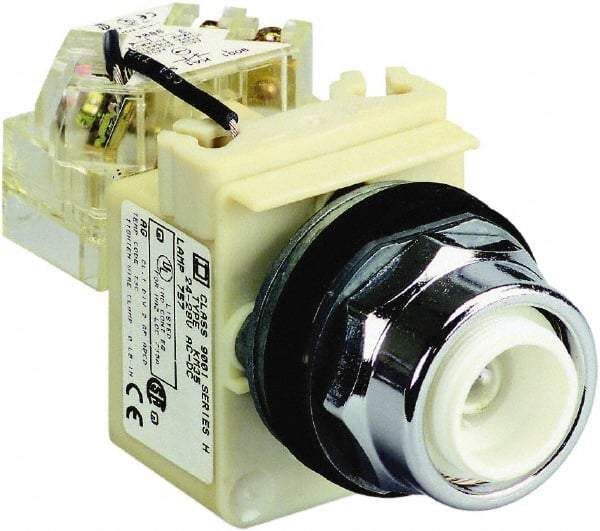 Schneider Electric - 250 V Incandescent & LED Push-to-Test Pilot Light - Screw Clamp Connector, 104mm OAL x 54mm Wide, Dust-tight, Oiltight, Shock Resistant, Vibration Resistant, Watertight - Americas Industrial Supply