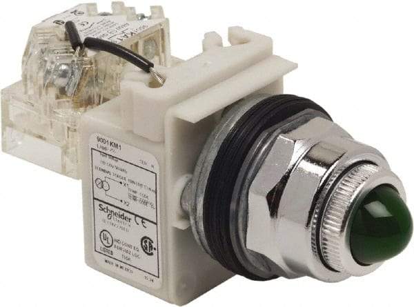 Schneider Electric - 120 VAC Green Lens Indicating Light - Screw Clamp Connector - Americas Industrial Supply