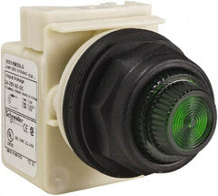 Schneider Electric - 24 V, 28 V Green Lens LED Indicating Light - Round Lens, Screw Clamp Connector, Corrosion Resistant, Dust Resistant, Oil Resistant - Americas Industrial Supply