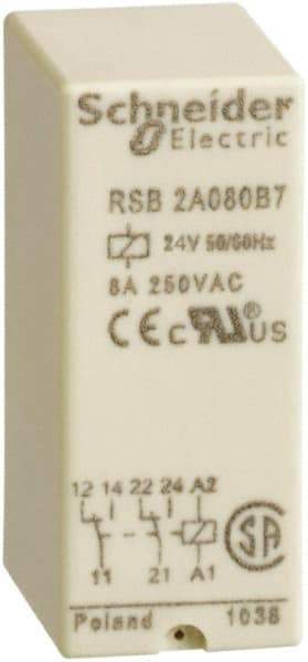 Schneider Electric - 2,000 VA Power Rating, Electromechanical Plug-in General Purpose Relay - 8 Amp at 250 VAC & 28 VDC, 2CO, 24 VAC - Americas Industrial Supply