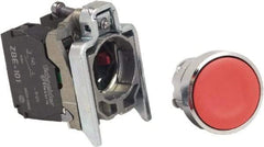 Schneider Electric - 22mm Mount Hole, Pushbutton Switch with Contact Block - Round, Red Pushbutton, Nonilluminated, Momentary (MO), Anticorrosive, Dust Resistant and Vaportight - Americas Industrial Supply