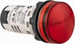 Schneider Electric - 24 V Red Lens LED Pilot Light - Round Lens, Screw Clamp Connector, 29mm Wide - Americas Industrial Supply