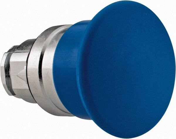 Schneider Electric - 22mm Mount Hole, Extended Mushroom Head, Pushbutton Switch Only - Round, Blue Pushbutton, Nonilluminated, Momentary (MO) - Americas Industrial Supply