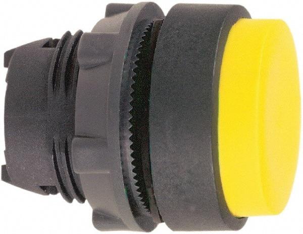 Schneider Electric - 22mm Mount Hole, Extended Straight, Pushbutton Switch Only - Round, Yellow Pushbutton, Nonilluminated, Momentary (MO) - Americas Industrial Supply