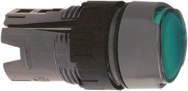 Schneider Electric - 16mm Mount Hole, Flush, Pushbutton Switch Only - Round, Green Pushbutton, Illuminated, Maintained (MA), Vibration Resistant - Americas Industrial Supply