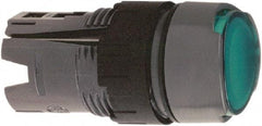 Schneider Electric - 16mm Mount Hole, Flush, Pushbutton Switch Only - Round, Green Pushbutton, Illuminated, Momentary (MO), Vibration Resistant - Americas Industrial Supply