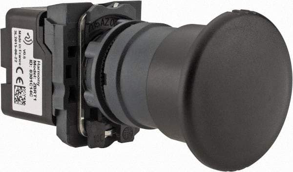 Schneider Electric - Extended Mushroom Head Pushbutton Switch Transmitter - Black, Round Button, Nonilluminated - Americas Industrial Supply