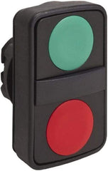 Schneider Electric - 22mm Mount Hole, Extended Straight, Flush, Pushbutton Switch Only - Rectangle, Green and Red Pushbutton, Nonilluminated, Momentary (MO), On-Off, Shock and Vibration Resistant - Americas Industrial Supply