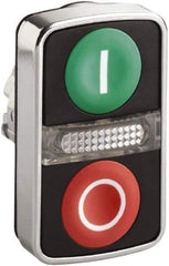 Schneider Electric - 22mm Mount Hole, Flush, Pushbutton Switch Only - Rectangle, Green and Red Pushbutton, Illuminated, Momentary (MO), On-Off, Shock and Vibration Resistant - Americas Industrial Supply