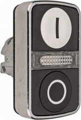 Schneider Electric - 22mm Mount Hole, Flush, Pushbutton Switch Only - Rectangle, White and Black Pushbutton, Illuminated, Momentary (MO), On-Off, Shock and Vibration Resistant - Americas Industrial Supply