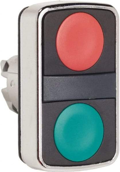 Schneider Electric - 22mm Mount Hole, Flush, Pushbutton Switch Only - Rectangle, Green and Red Pushbutton, Nonilluminated, Momentary (MO), On-Off, Shock and Vibration Resistant - Americas Industrial Supply