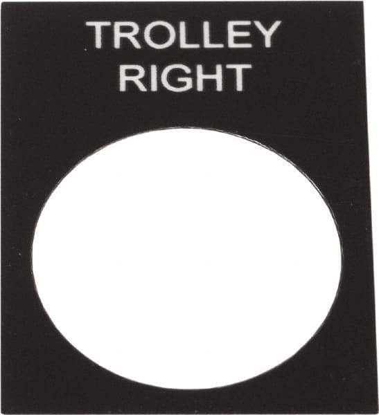 Schneider Electric - Rectangular, PVC Legend Plate - Trolley Right - Black Background, White Letters, 22mm Hole Diameter, 30mm Wide x 40mm High - Americas Industrial Supply