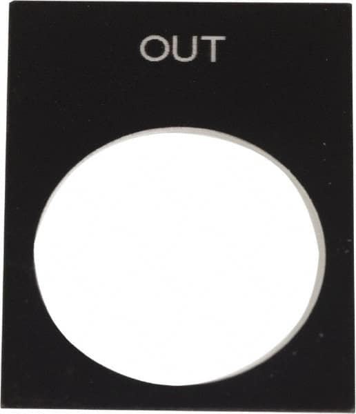 Schneider Electric - Rectangular, PVC Legend Plate - Out - Black Background, White Letters, 22mm Hole Diameter, 30mm Wide x 40mm High - Americas Industrial Supply