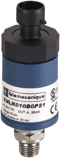 Square D - 1/4-18 NPT (Male) Connector, 24 VDC, 100 psi Sensor, Shock and Vibration Resistant, Analog, Control Circuit Pressure Sensor - 2.5787 Inch Long x 1.417 Inch Wide, IP65, For Use with Air, Fresh Water - Americas Industrial Supply
