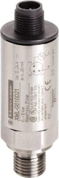 Square D - 1/4-18 NPT (Male) Connector, 24 VDC, 87 psi Sensor, Shock and Vibration Resistant, Analog, Control Circuit Pressure Sensor - 2.7 Inch Long x 0.9 Inch Wide, IP66, IP67, For Use with Air, Corrosive Fluid, Fresh Water, Hydraulic Oil - Americas Industrial Supply