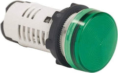Schneider Electric - 120 VAC Green Lens LED Pilot Light - Round Lens, Screw Clamp Connector, 29mm Wide, Shock Resistant, Vibration Resistant - Americas Industrial Supply