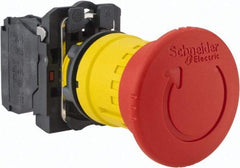 Schneider Electric - 22mm Mount Hole, Extended Mushroom Head, Pushbutton Switch Only - Round, Red Pushbutton, Nonilluminated, Maintained (MA), Off, Shock and Vibration Resistant - Americas Industrial Supply