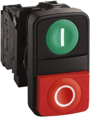 Schneider Electric - 22mm Mount Hole, Extended Straight, Flush, Pushbutton Switch Only - Rectangle, Green and Red Pushbutton, Nonilluminated, Momentary (MO), Shock and Vibration Resistant - Americas Industrial Supply