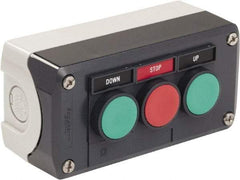 Schneider Electric - 3 Operator, Flush Pushbutton Control Station - Up-Stop-Down (Legend), Momentary Switch, 2NO/NC Contact, NEMA 13, 4X - Americas Industrial Supply
