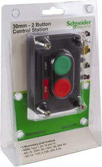 Schneider Electric - 2 Operator, Flush Pushbutton Control Station - Marche-Arret (Legend), Momentary Switch, NO/NC Contact, NEMA 1, 12, 13, 3, 3R, 4 - Americas Industrial Supply