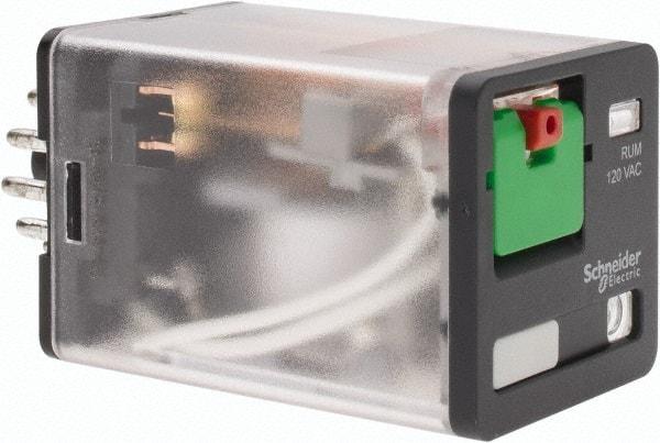 Schneider Electric - 3 at 60 Hz VA Power Rating, Octal Electromechanical Plug-in General Purpose Relay - 10 Amp at 250 VAC, 3PDT, 120 VAC, 35mm Wide x 56mm High x 35.4mm Deep - Americas Industrial Supply