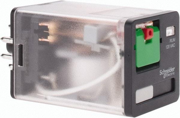 Schneider Electric - 3 at 60 Hz VA Power Rating, Octal Electromechanical Plug-in General Purpose Relay - 10 Amp at 277 VAC & 30 VDC, DPDT, 120 VAC, 35mm Wide x 56mm High x 35.4mm Deep - Americas Industrial Supply