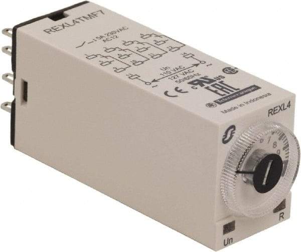 Schneider Electric - 14 Pin, 100 hr Delay, Multiple Range 4PDT Time Delay Relay - 5 Contact Amp, 120 VAC, Knob - Americas Industrial Supply