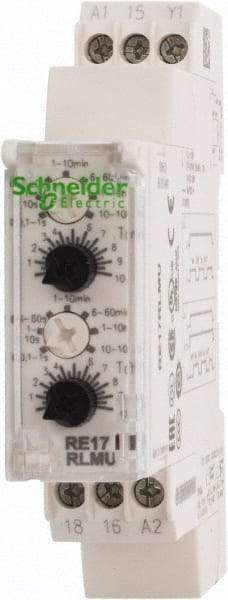 Schneider Electric - 100 hr Delay, Multiple Range SPDT Time Delay Relay - 8 Contact Amp, 24 VDC & 24 to 240 VAC, Selector Switch - Americas Industrial Supply