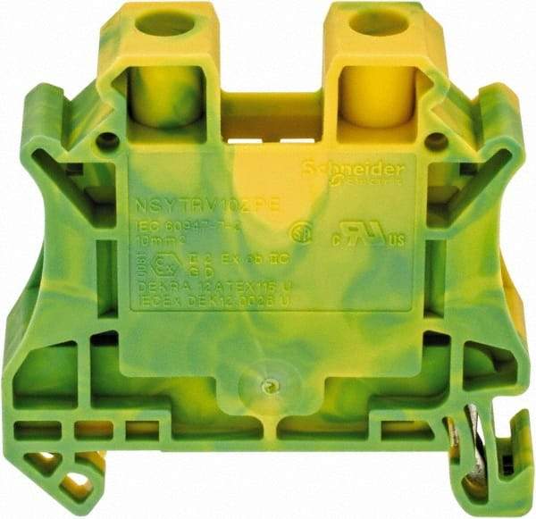 Schneider Electric - 1 Pole, 1,000 Volt, 76 Amp, -40 to 266°F, DIN Rail Mount, Polyamide Grounding Terminal Block - 2 Contacts, 20 to 6 AWG Compatibility, 47-1/2mm High - Americas Industrial Supply