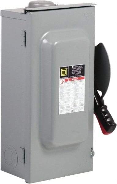 Square D - 3 Phase, 600VAC/VDC, 3 Pole, 3R, Enclosed Fused Cam & Disconnect Switch - 3PST, 3 Wires - Americas Industrial Supply