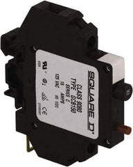 Square D - 15 Amp, 125 VAC, 65 VDC, 1 Pole, DIN Rail Mount Circuit Protector - Thermal Magnetic Trip, 16-10 AWG, 64mm Deep x 80mm High x - Americas Industrial Supply