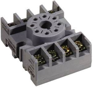 Square D - 8 Pins, 300 VAC, 10 Amp (CSA) and 15 Amp (UL), Octal Relay Socket - DIN Rail Mount, Panel Mount, 1 Tier, Screw Terminal - Americas Industrial Supply