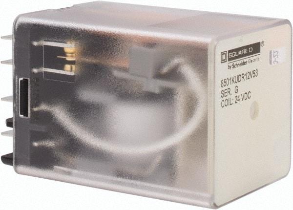 Square D - 8 Pins, 1 hp at 277 Volt & 1/3 hp at 120 Volt, 3 VA Power Rating, Square Electromechanical Plug-in General Purpose Relay - 10 Amp at 250 VAC, DPDT, 24 VDC, 34.9mm Wide x 50mm High x 35.4mm Deep - Americas Industrial Supply