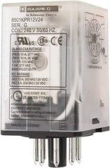 Square D - 8 Pins, 1 hp at 277 Volt & 1/3 hp at 120 Volt, 3 VA Power Rating, Octal Electromechanical Plug-in General Purpose Relay - 10 Amp at 250 VAC, DPDT, 240 VAC at 50/60 Hz, 34.9mm Wide x 50.3mm High x 35.4mm Deep - Americas Industrial Supply