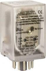 Square D - 11 Pins, 1 hp at 277 Volt & 1/3 hp at 120 Volt, 3 VA Power Rating, Octal Electromechanical Plug-in General Purpose Relay - 10 Amp at 250 VAC, 3PDT, 24 VDC, 34.9mm Wide x 50.3mm High x 35.4mm Deep - Americas Industrial Supply