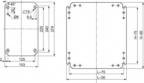 Schneider Electric - Electrical Enclosure Steel Mounting Plate - For Use with 400 (H) x 400 (W) Floor Standing Enclosure, RoHS Compliant, Includes Mounting Hardware & Mounting Plate - Americas Industrial Supply