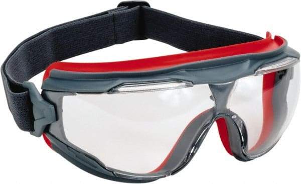 3M - Size Universal, Clear Anti-Fog Lens, Safety Goggles - Indirect Vent, Black/Red Frame, Over the Glass Style - Americas Industrial Supply